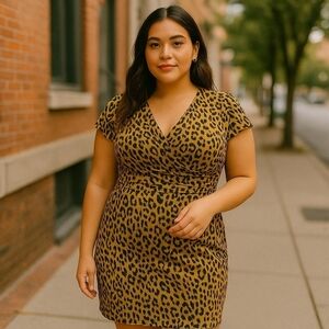 Carmen Marc Valvo Leopard Print Sheath Dress XL NWT